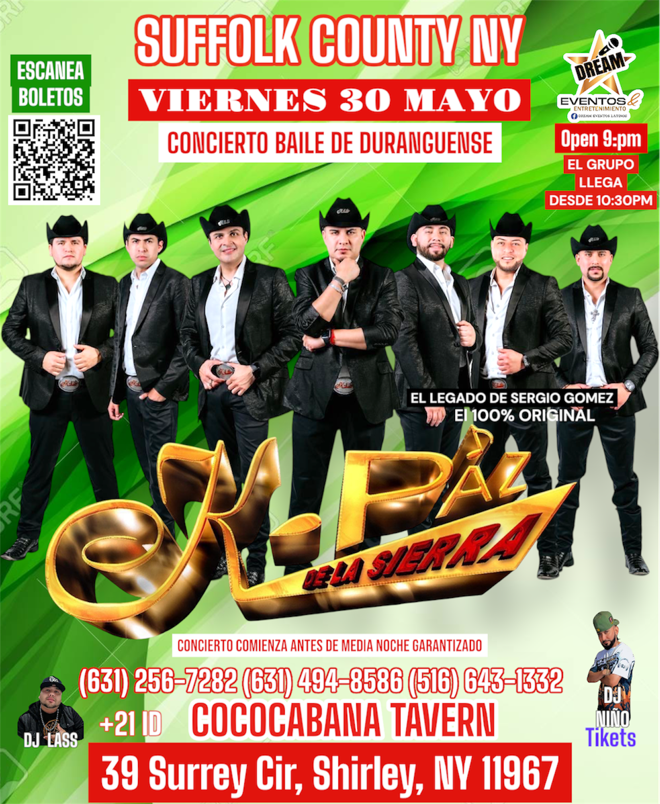 K-Paz de la Sierra en Suffolk NY /este  Viernes  30 Mayo / Cococaban en Shirley NY