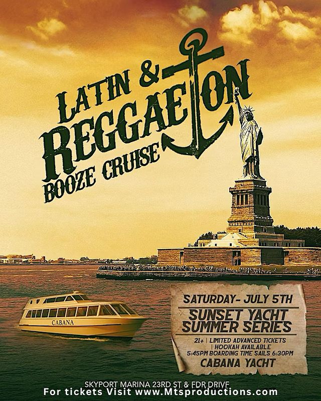 NYC Latin & Reggaeton Booze Cruise – Saturday, July 5th