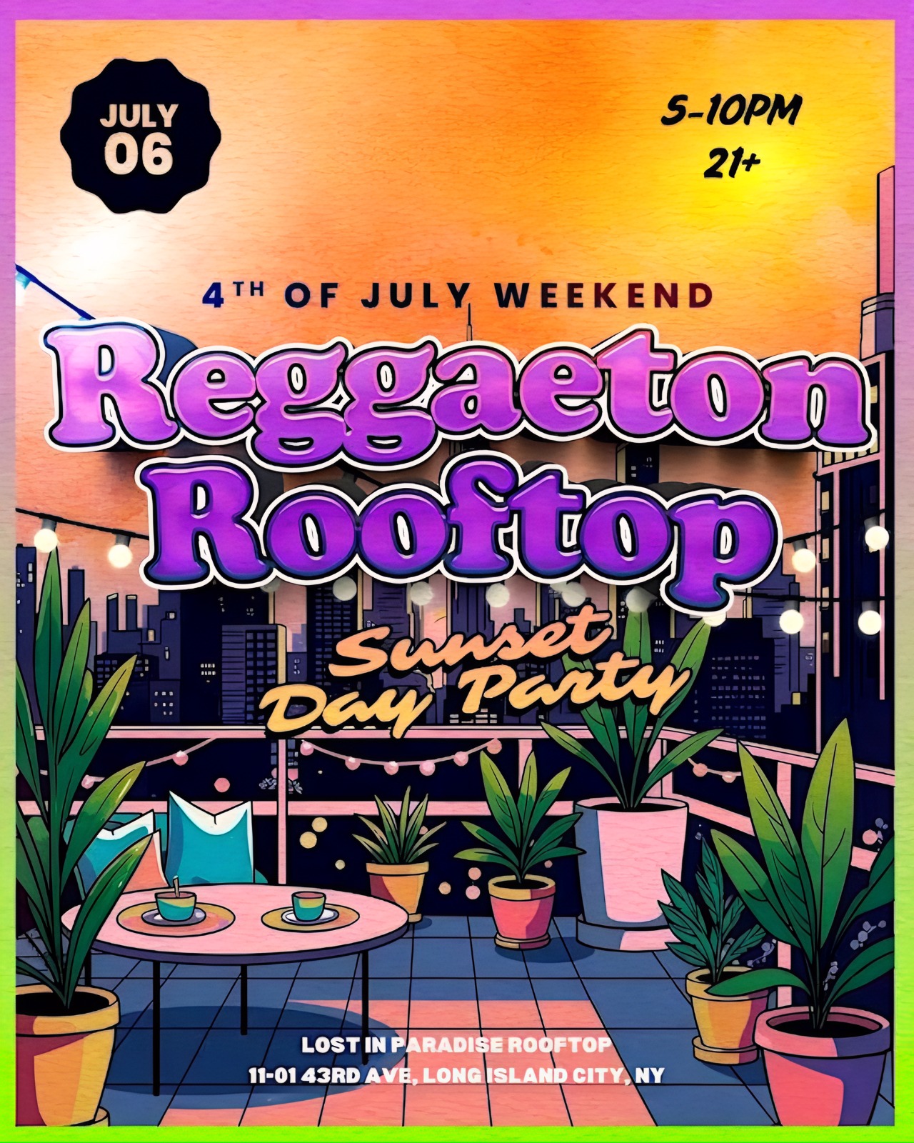 Reggaeton Rooftop Day Party at Lost in Paradise – Sunday, July 6, 2025