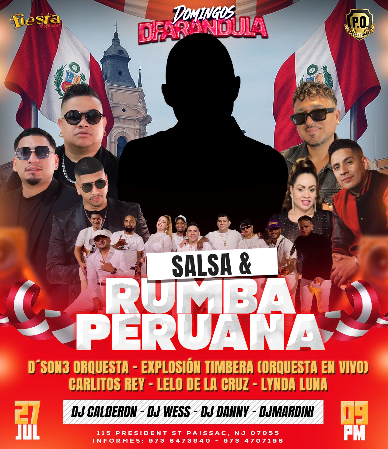 D'SON3 ORQUESTA, EXPLOSION TIMBERA, CARLITOS REY, LELO DE LA CRUZ LYNDA LUNA. DJ CALDERON, DJ WESS, DJ DANNY, DJ MARDINI