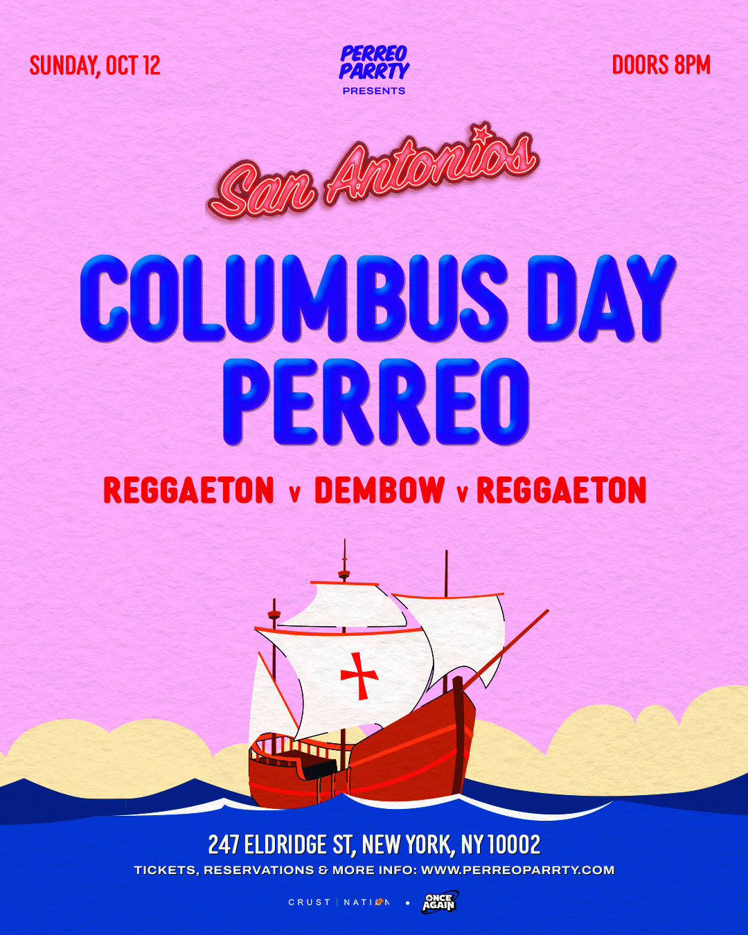 Columbus Day Perreo - Reggaeton Party (18+) at San Antonios NYC