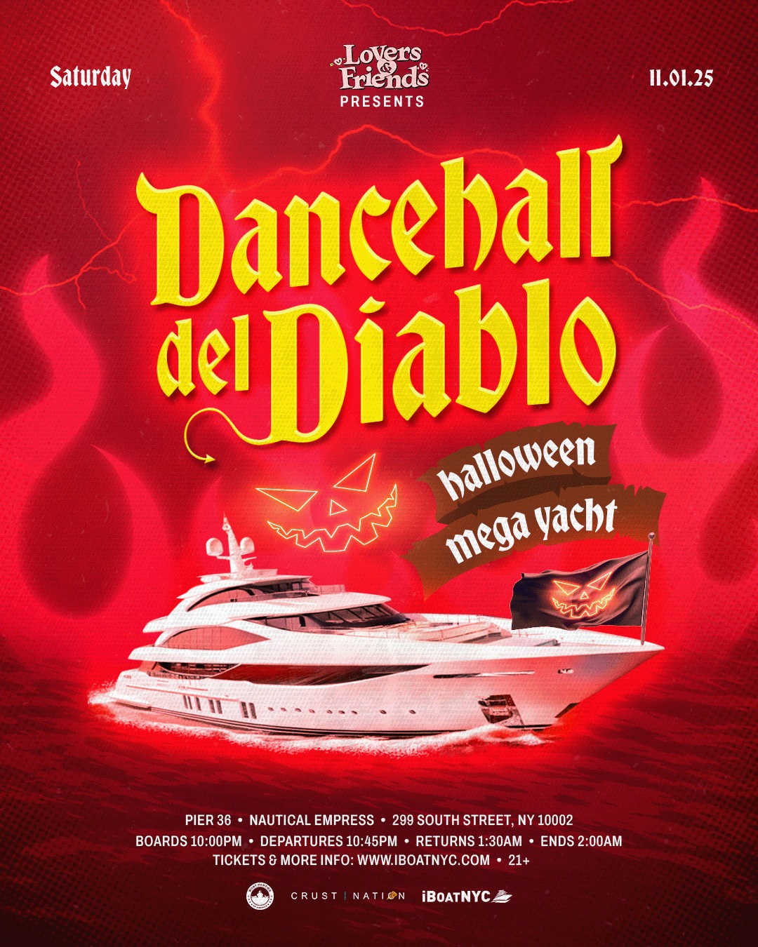 Buy tickets for DANCEHALL DEL DIABLO | Halloween Soca Reggae Mega Yacht Boat Cruise DANCEHALL DEL DIABLO | Halloween Soca Reggae Mega Yacht Boat Cruise