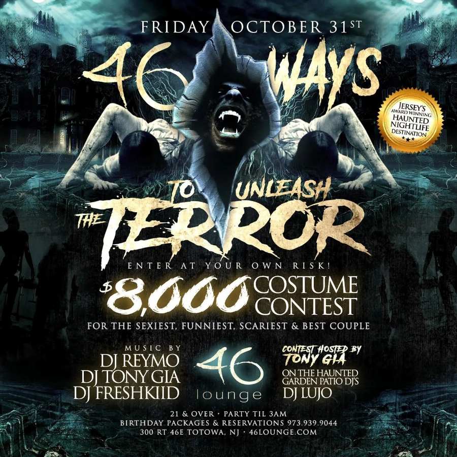 Buy tickets for 46 Lounge Halloween Party 2025 – 46 Ways to Unleash The Terror 46 Lounge Halloween Party 2025 – 46 Ways to Unleash The Terror