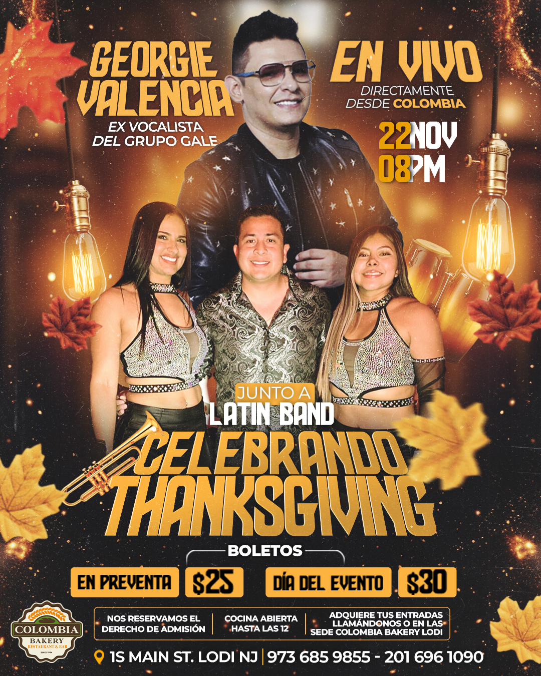 Georgie valencia vocalista gale en concierto