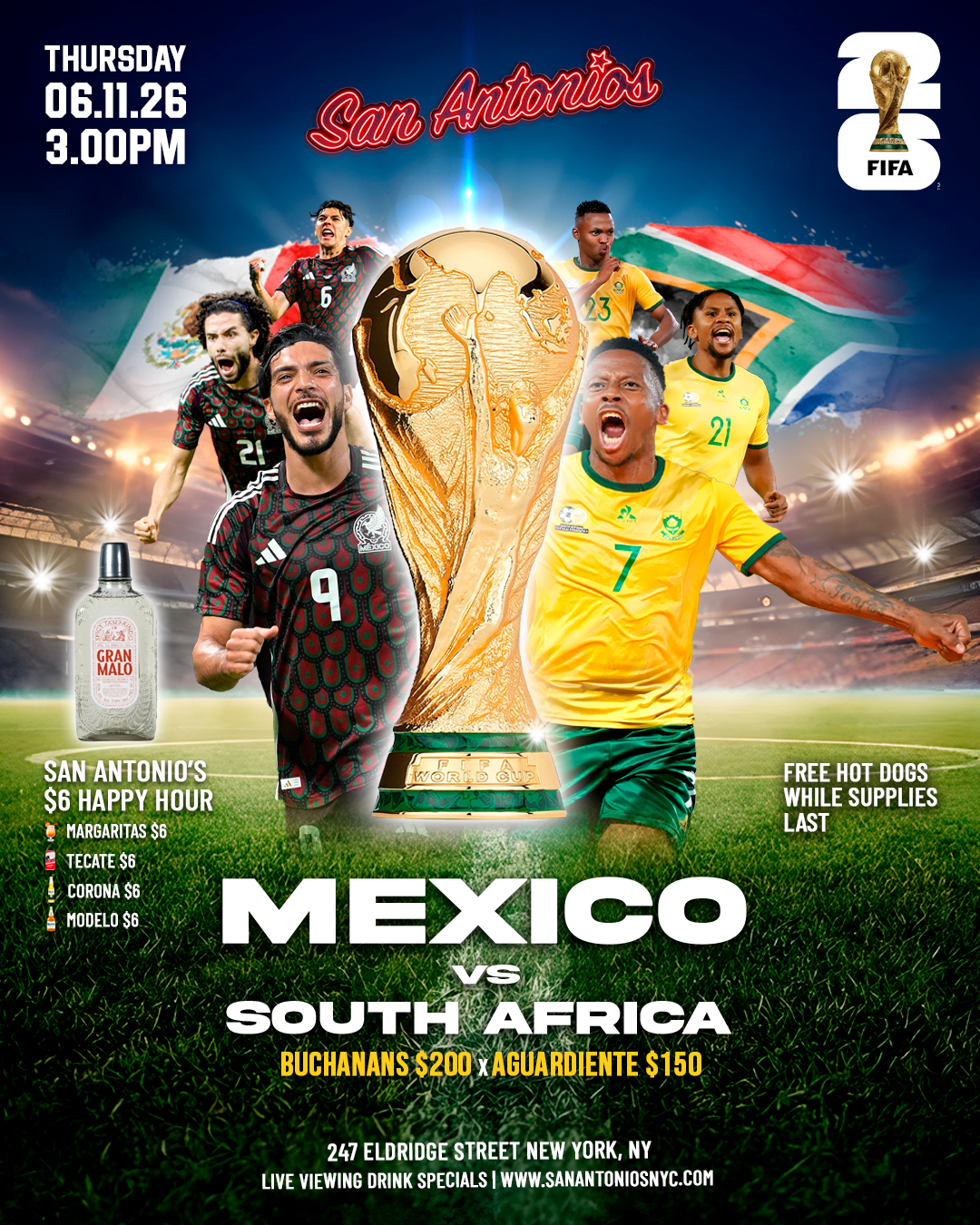 Soccer Game Viewing Party: MEXICO vs SOUTH AFRICA at San Antonios
