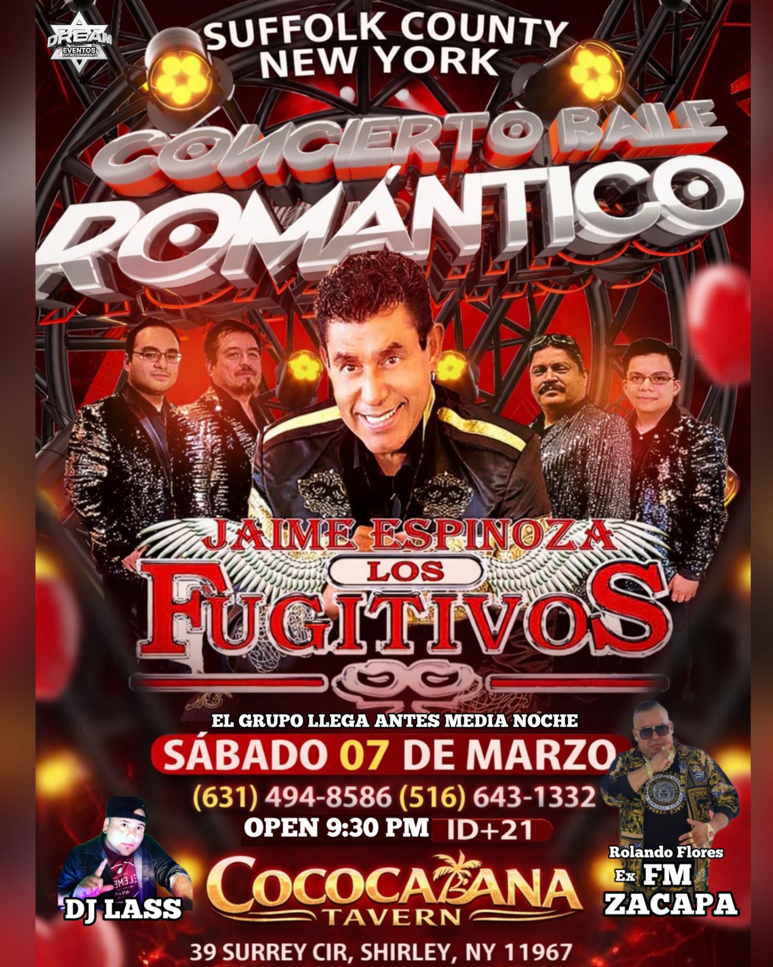 Buy tickets for Shirley NY Los fugitivos HOY sábado 7 Marzo en Coco Cabana, Tavern Shirley NY Los fugitivos HOY sábado 7 Marzo en Coco Cabana, Tavern