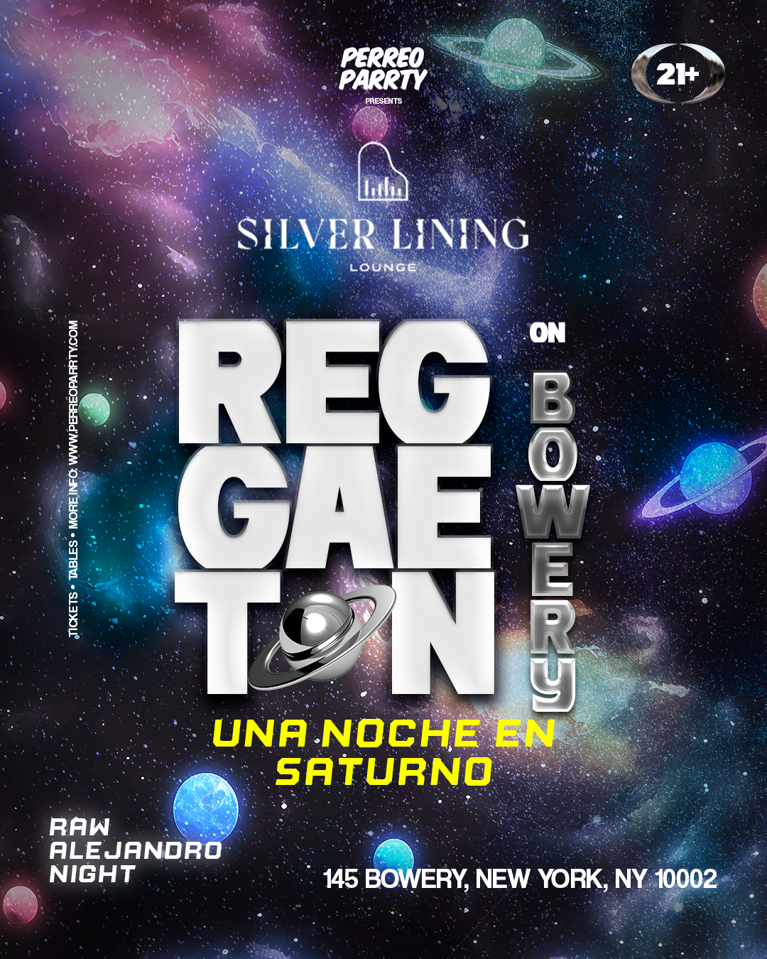 REGGAETON on Bowery -  Una Noche en Saturno Rauw Alejandro Tribute Party
