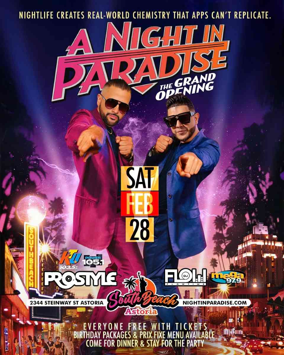 Buy tickets for Night in Paradise Grand Opening at South Beach Astoria | Best Latin Party Night in Paradise Grand Opening at South Beach Astoria | Best Latin Party