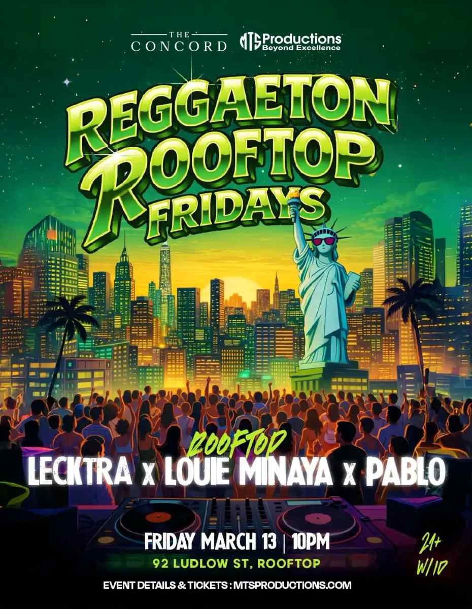 Reggaeton Rooftop Fridays at Concord NYC | Friday, March 13th, 2026