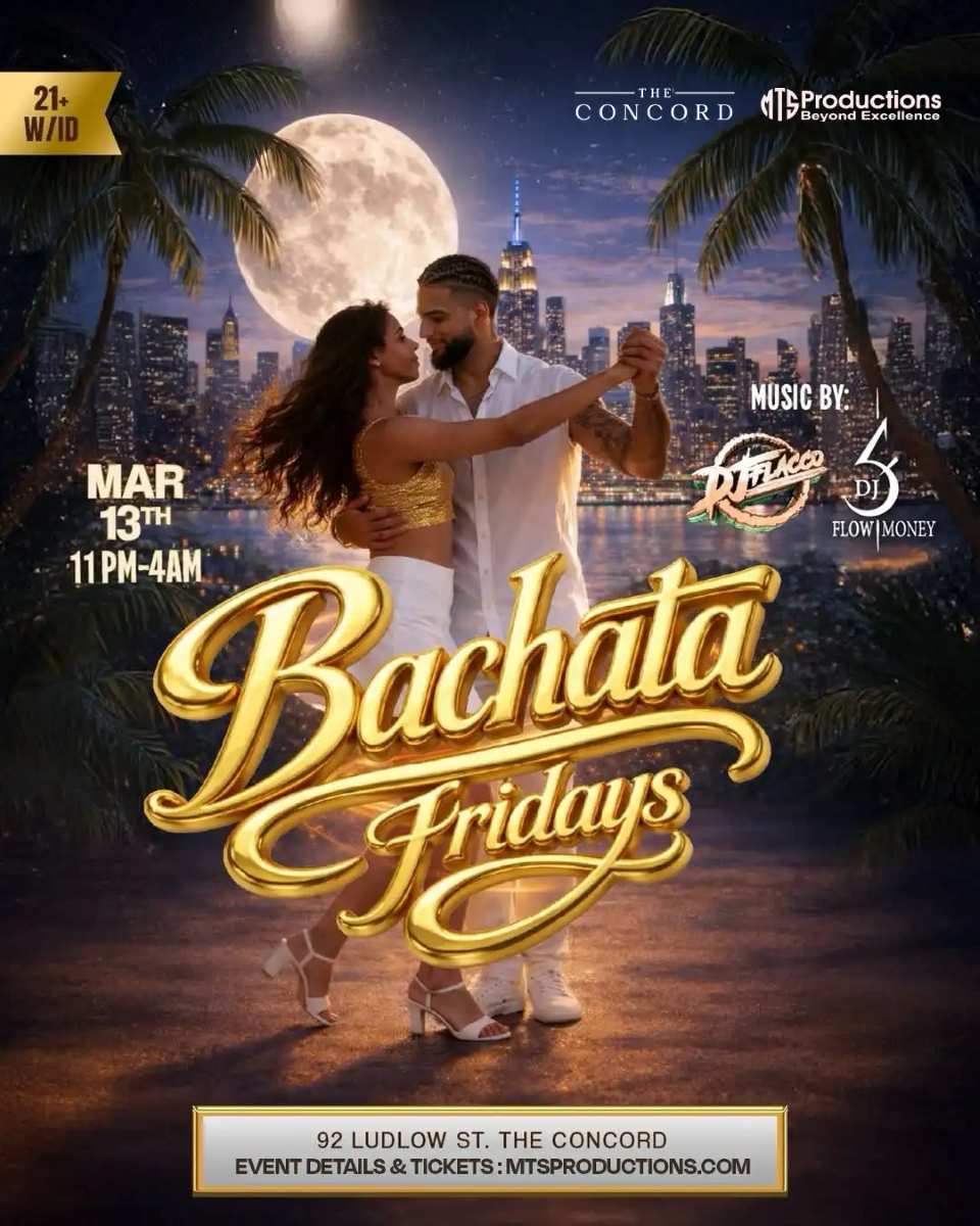 Friday Bachata Night at Concord NYC | Traditional Bachata | Mar 13