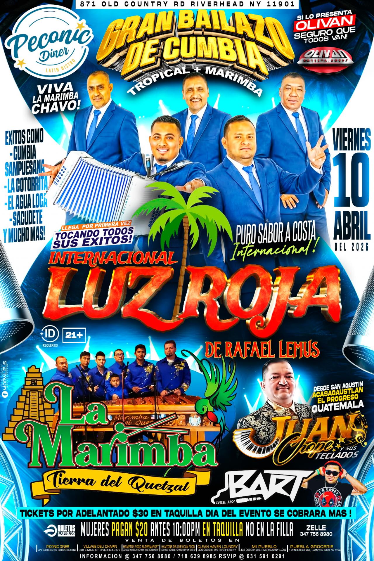 Buy tickets for International Luz Roja De San Marcos, Marimba Tierra De Queztal, Juanchope Y Sus Teclados International Luz Roja De San Marcos, Marimba Tierra De Queztal, Juanchope Y Sus Teclados