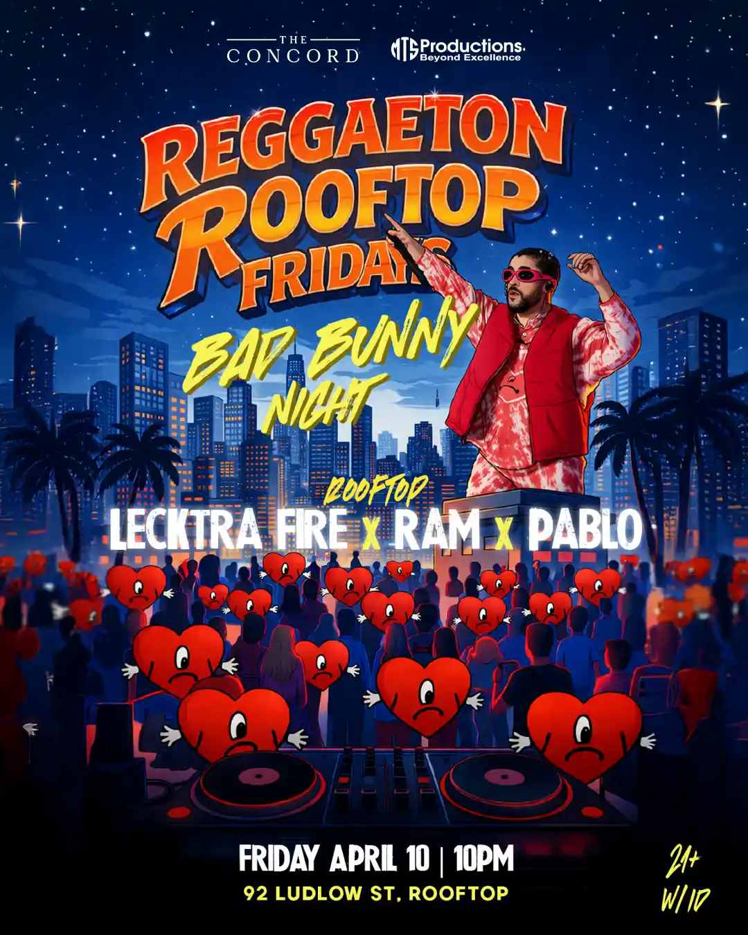 Reggaeton Rooftop Fridays: Bad Bunny Night at Concord NYC | Apr 10