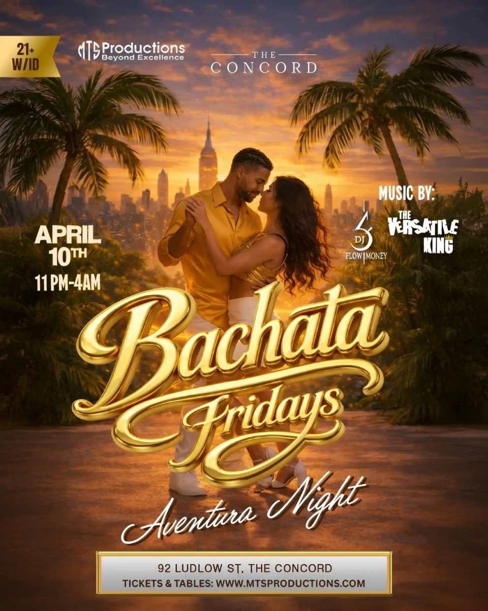 Friday Bachata Night at Concord NYC | Traditional Bachata | Apr 10