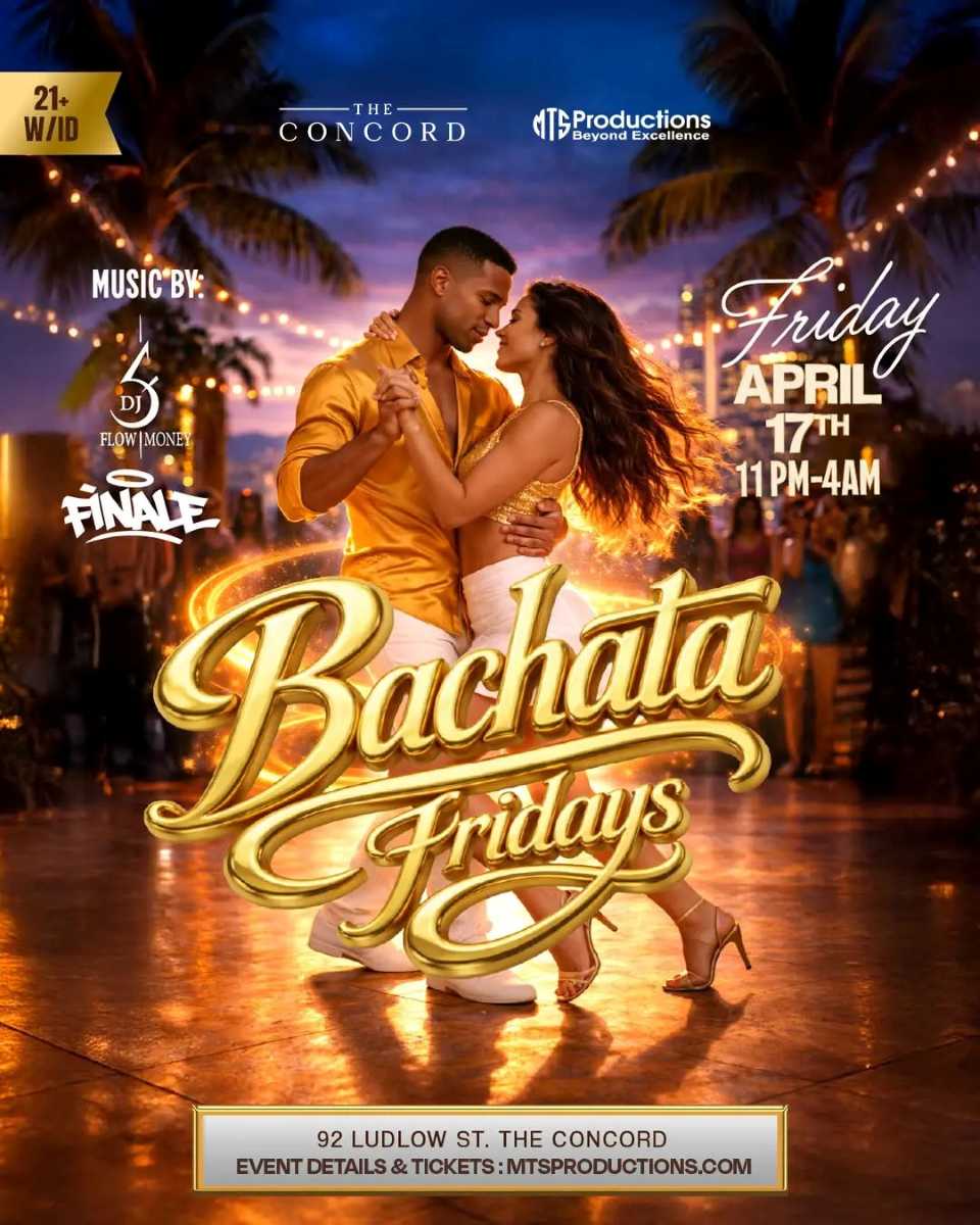 Buy tickets for Friday Bachata Night at Concord NYC | Traditional Bachata | Apr 17 Friday Bachata Night at Concord NYC | Traditional Bachata | Apr 17
