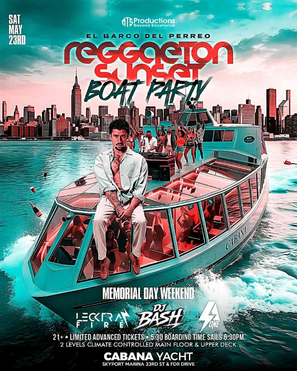 Reggaeton Sunset Boat Party NYC – Memorial Day Weekend at Cabana Yacht
