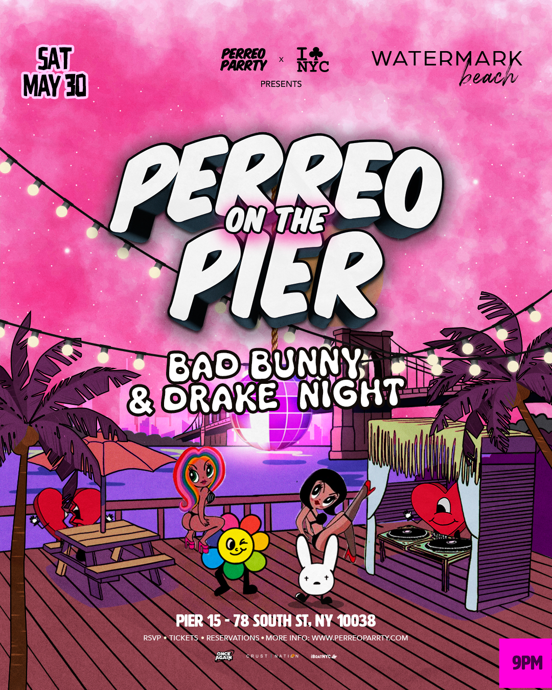 Buy tickets for Perreo on the Pier - Drake v Bunny Night - Watermark Beach NYC Perreo on the Pier - Drake v Bunny Night - Watermark Beach NYC