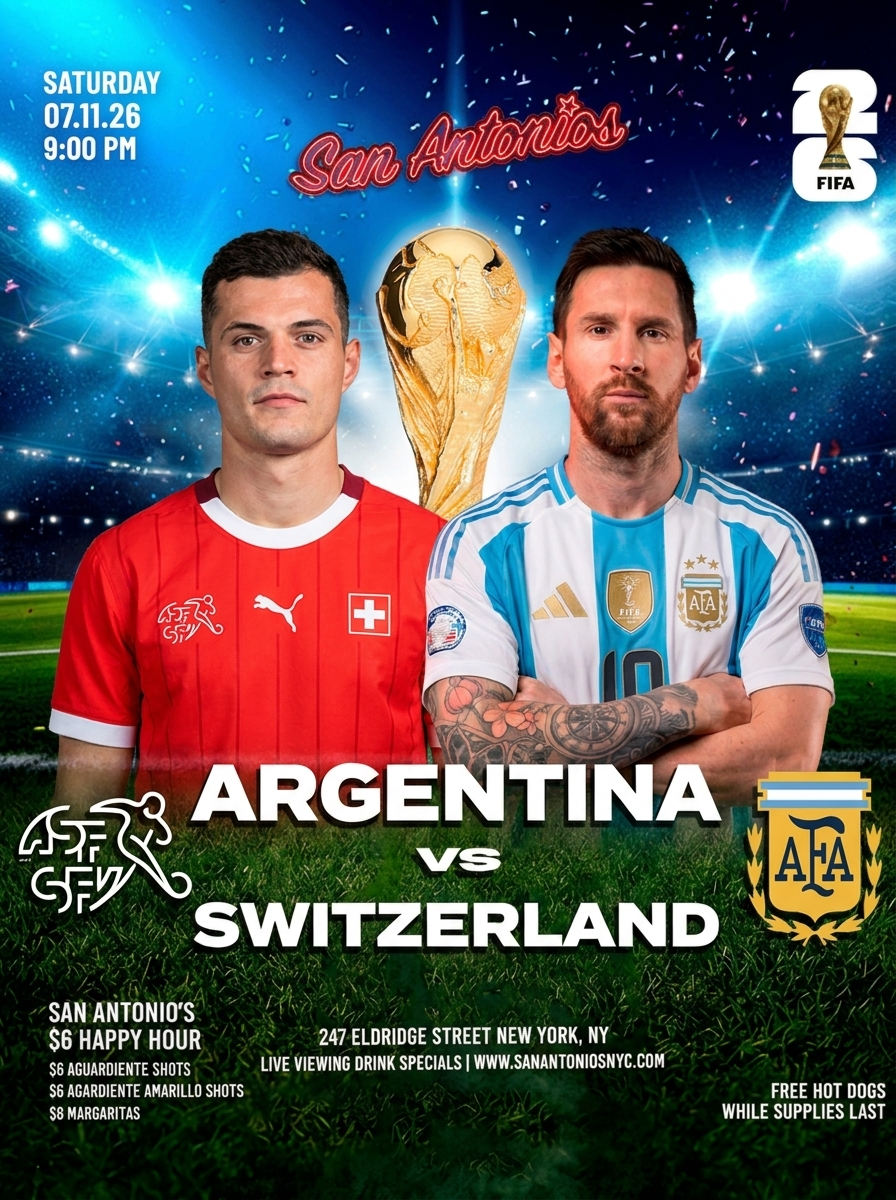 FIFA WORLD CUP 2026 WATCH PARTY: ARGENTINA vs SWIZTERLAND at San Antonios