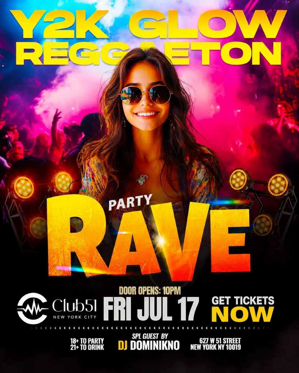 Buy tickets for Y2K Glow Reggaeton Party NYC at Club 51 | July 17 Y2K Glow Reggaeton Party NYC at Club 51 | July 17