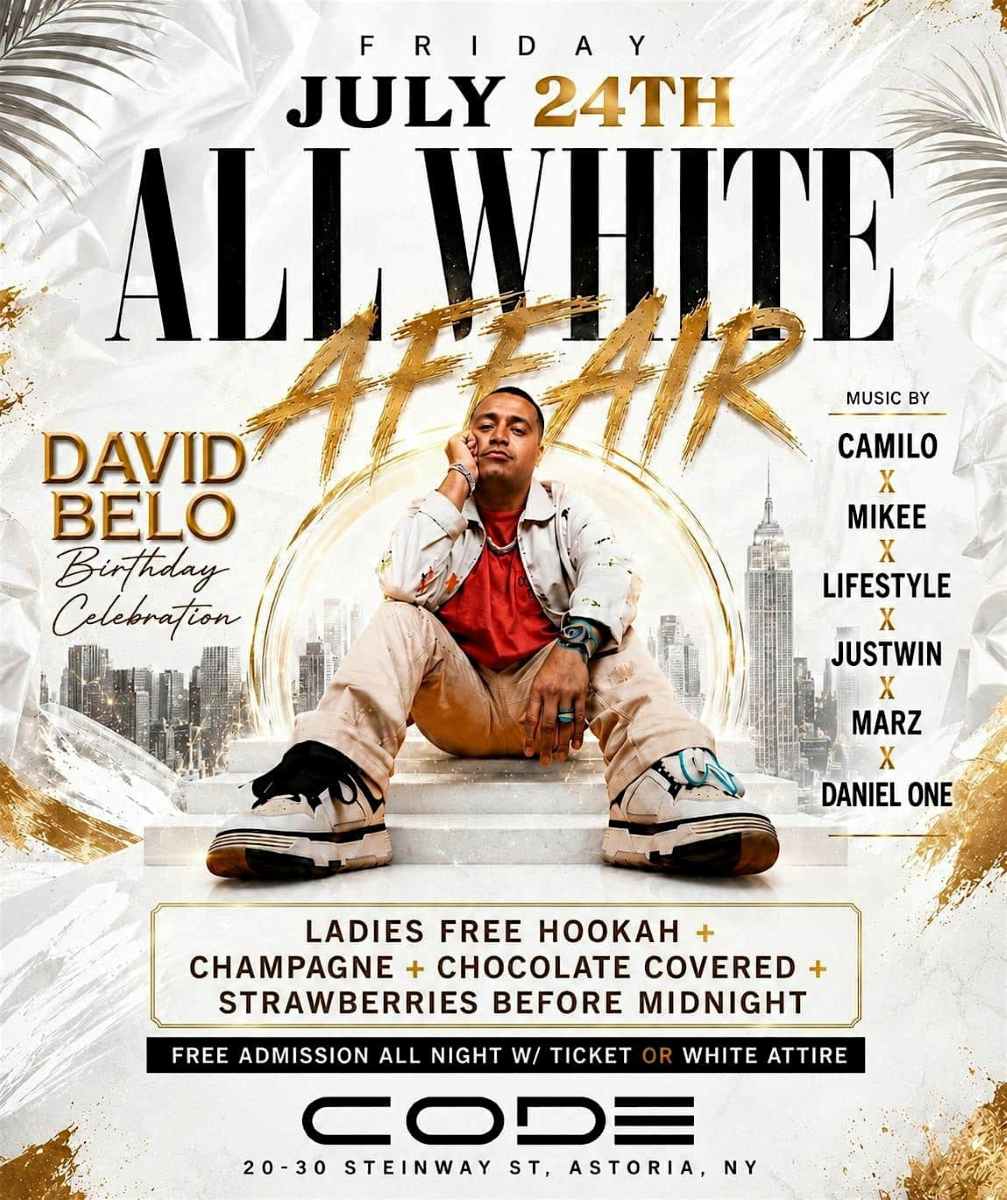 Buy tickets for All White Affair at CODE Astoria | Friday Night White Party All White Affair at CODE Astoria | Friday Night White Party