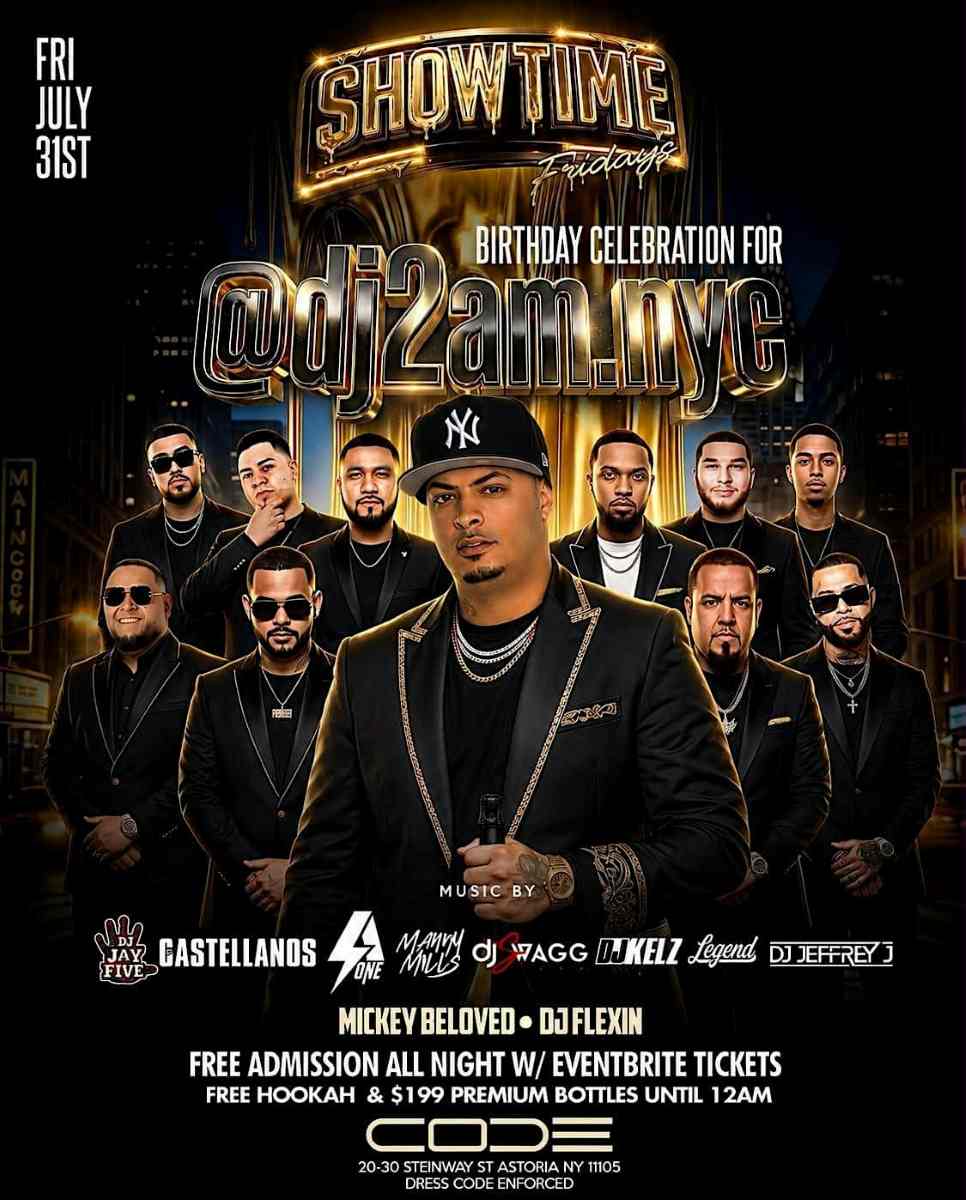 Showtime Fridays at CODE Astoria | Free Entry Party – July 31