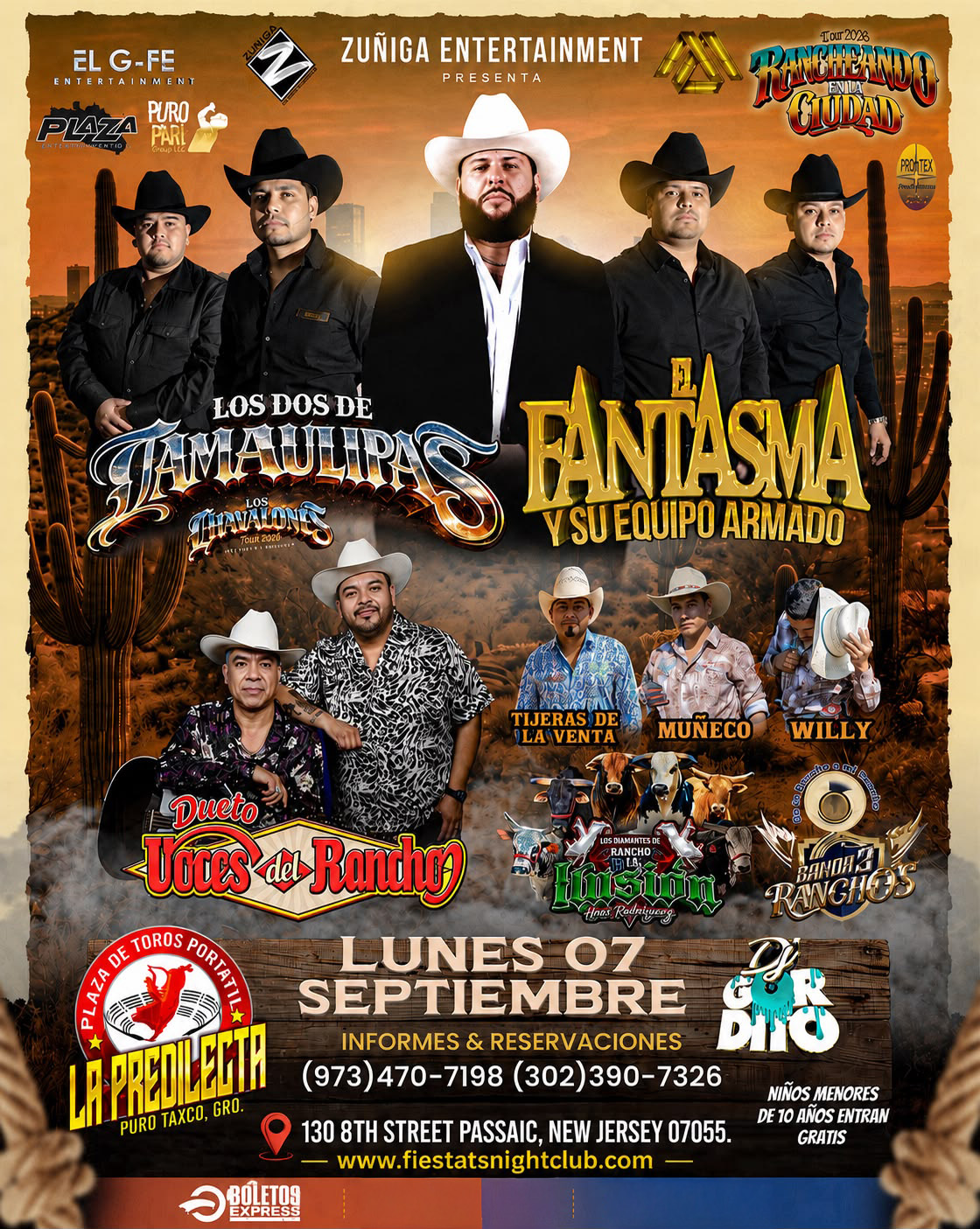 LOS DOS DE TAMAULIPAS, EL FANTASMA Y SU EQUIPO ARMADO, DUETO VOCES DEL RANCHO, BANDA TRES RANCHOS