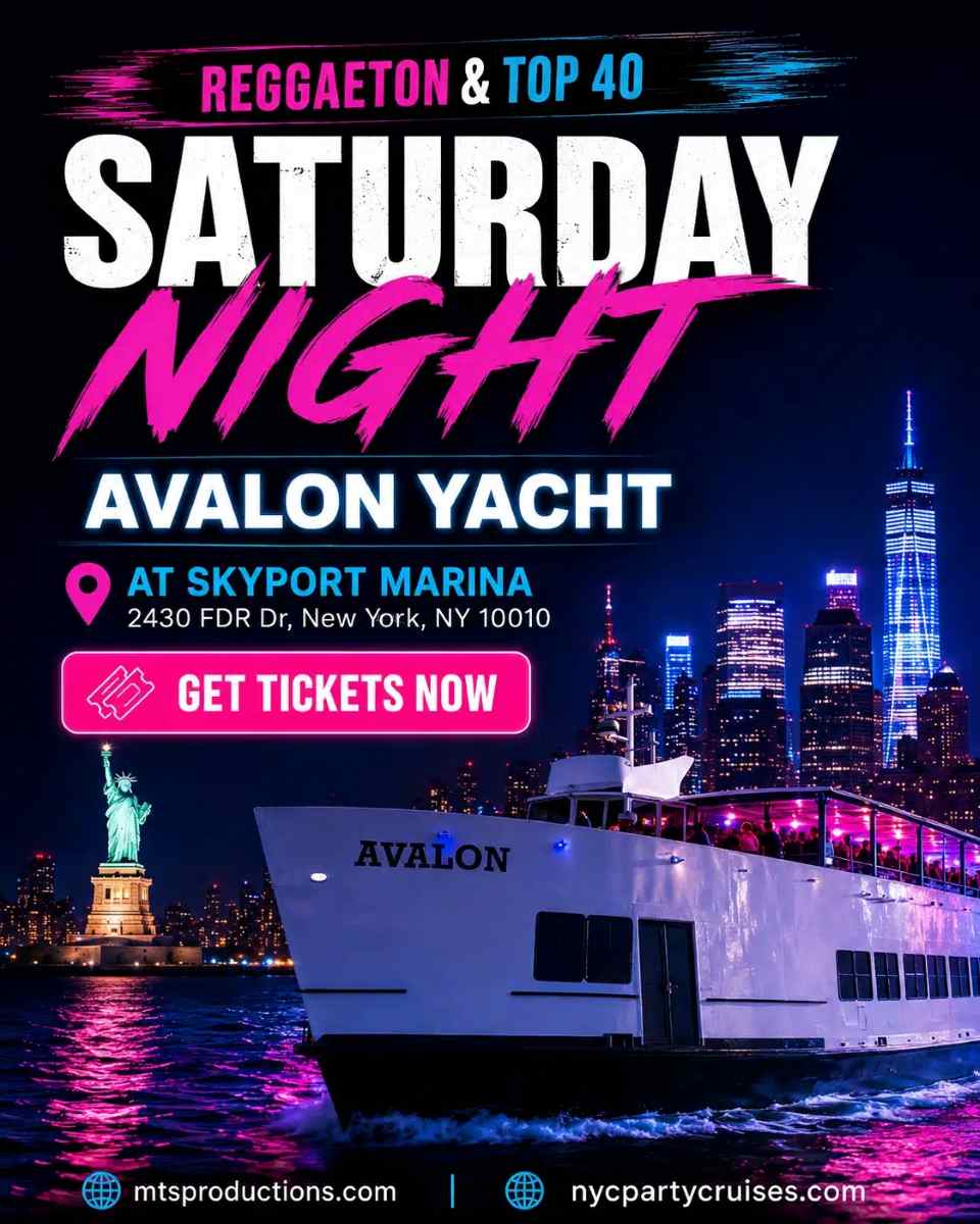 Reggaeton Boat Party NYC | Avalon Yacht at Skyport Marina | Sep 5