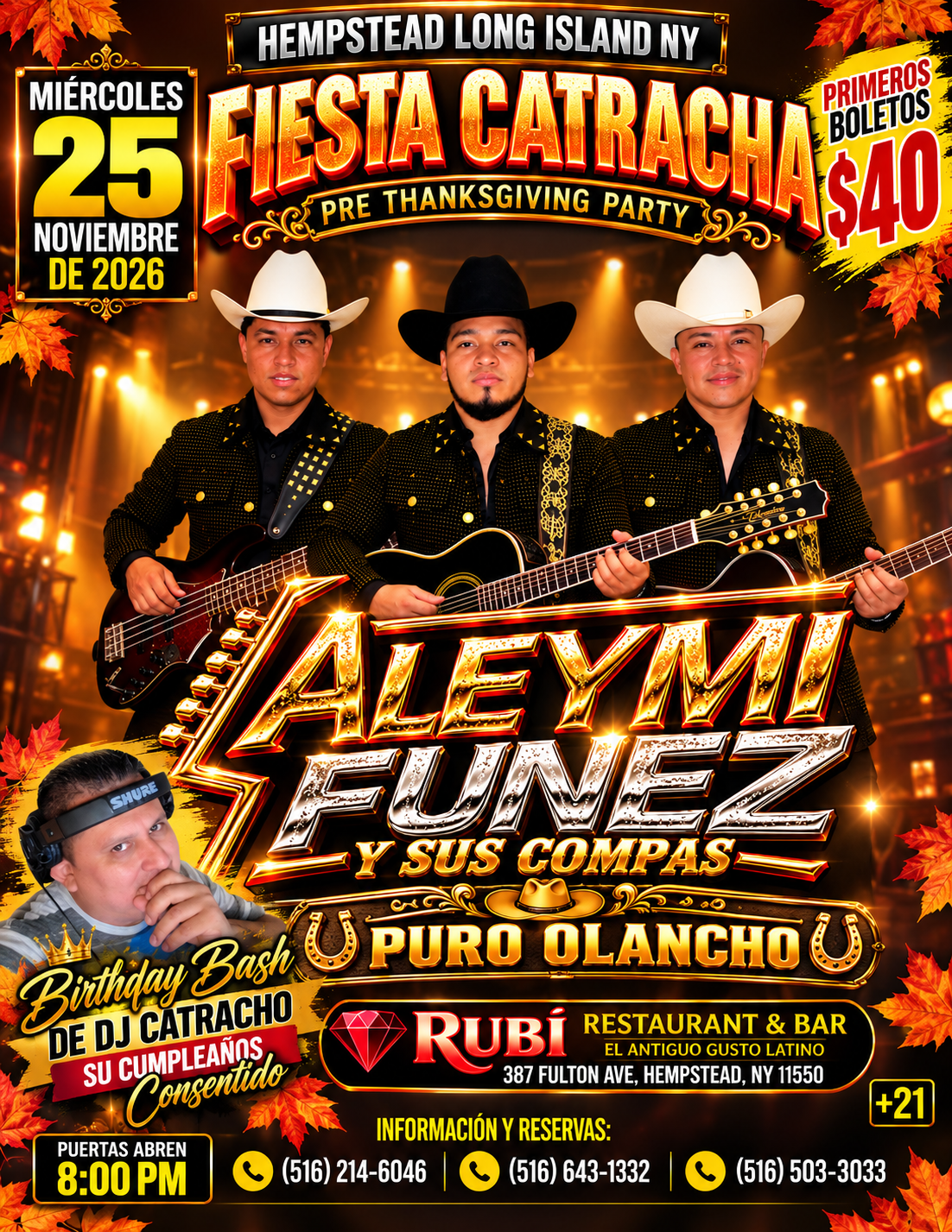 Buy tickets for Fiesta Olanchana / Aleymi Funes y sus compás de Olancho pre Thanksgiving Day / Hempstead NY Fiesta Olanchana / Aleymi Funes y sus compás de Olancho pre Thanksgiving Day / Hempstead NY